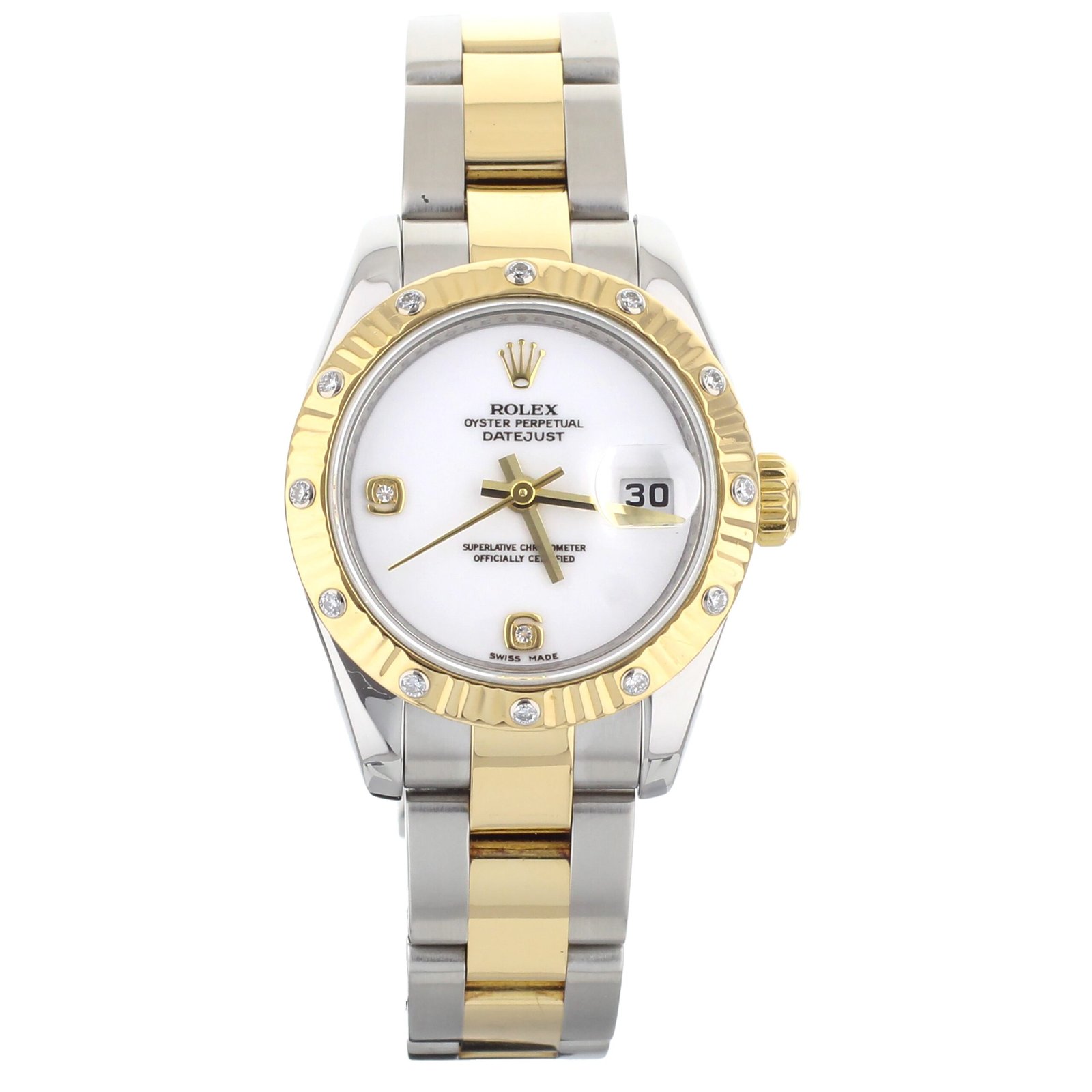 ROLEX DATEJUST STEEL & GOLD DIAMOND BEZEL & DIAMOND DIAL 26MM 179313