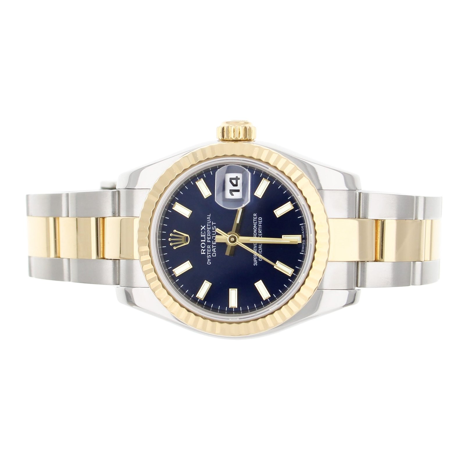 ROLEX DATEJUST STAINLESS STEEL YELLOW GOLD BLUE DIAL OYSTER 26MM 169173