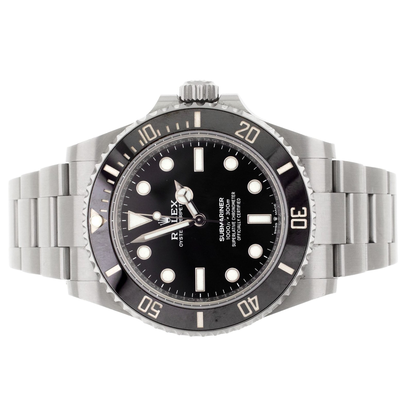 ROLEX SUBMARINER NO DATE STAINLESS STEEL BLACK DIAL 41MM 124060 FULL SET