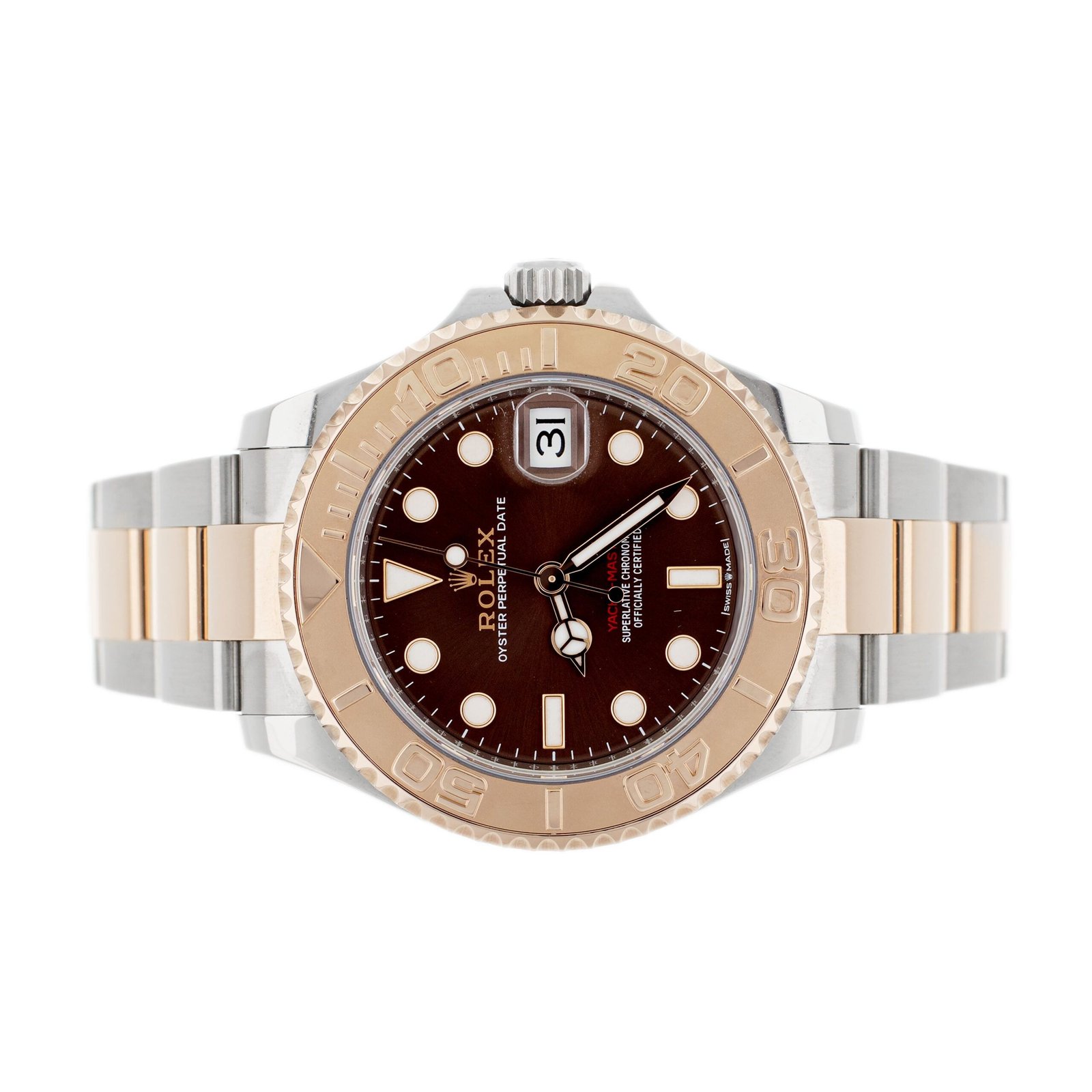 ROLEX YACHT-MASTER STAINLESS STEEL & ROSE GOLD BROWN DIAL 37MM 26821 FULL SET